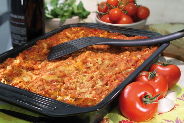 Lasagne mit Vegusto  Für einen unkomplizierten Lasagne-Genuss empfehlen wir Lasagne-Blätter, die nicht vorgekocht werden müssen.